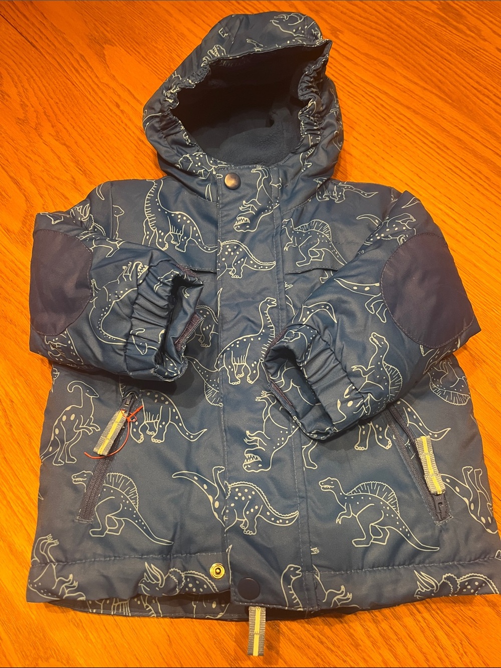 Cat & Jack Navy Blue Dinosaur Hooded Puffer Jacket Size 18-Months